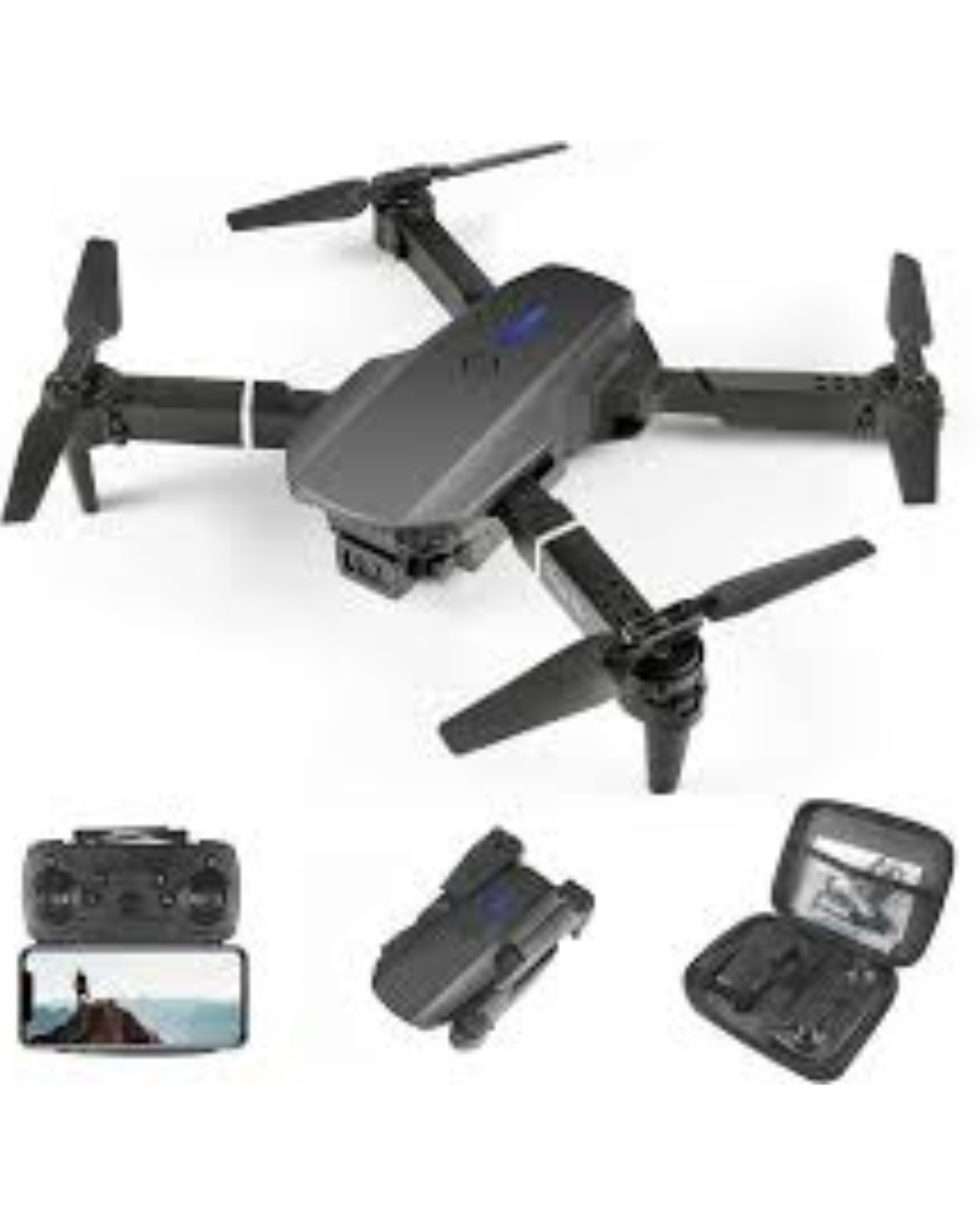 Drone Plegable E88 Pro Negro Cámara 4K Dual Conexión WiFi Control Remoto