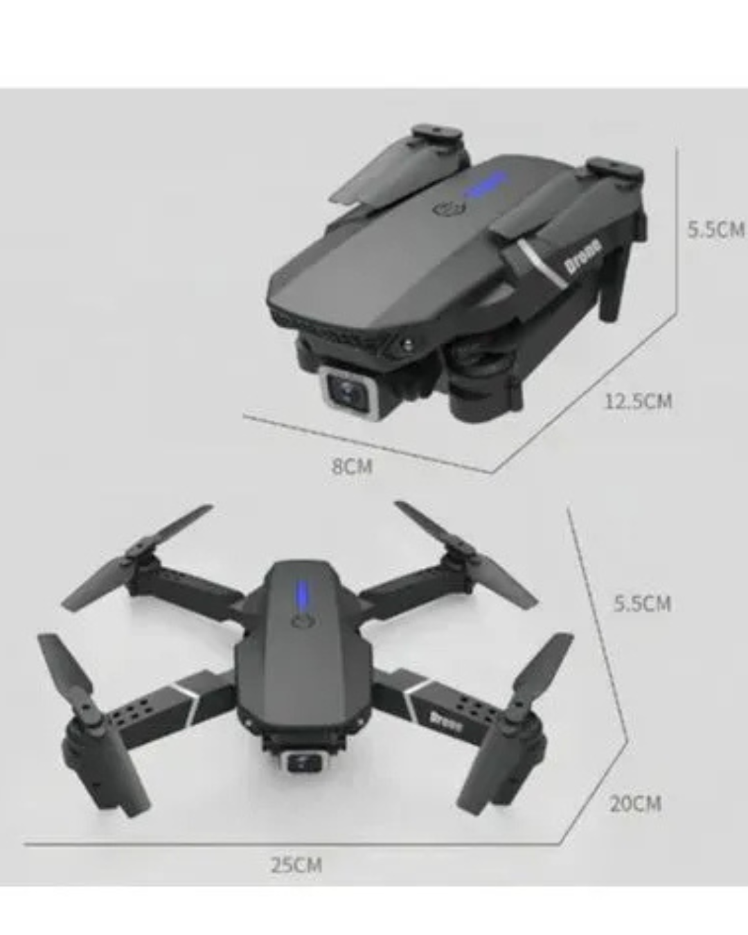 Drone Plegable E88 Pro Negro Cámara 4K Dual Conexión WiFi Control Remoto