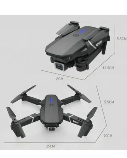 Drone Plegable E88 Pro Negro Cámara 4K Dual Conexión WiFi Control Remoto